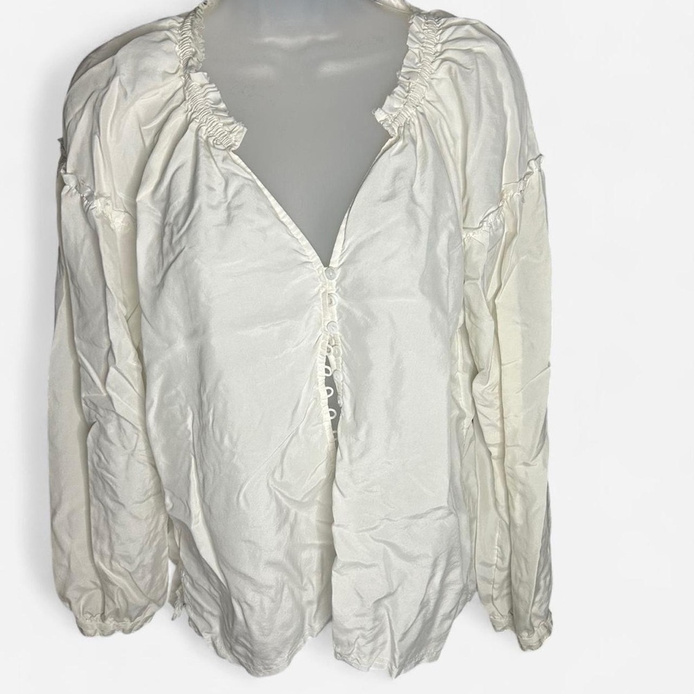 Silk White Ruffled Blouse